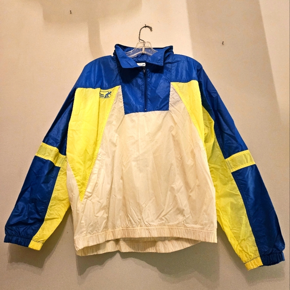 Vintage Blue Yellow White Windbreaker Jacket